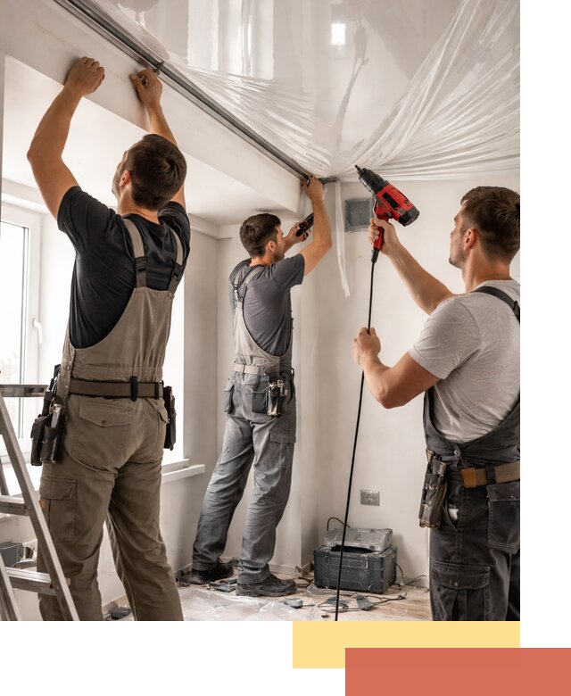 Монтаж глянцевого натяжного потолка в калуге быстро и качественно