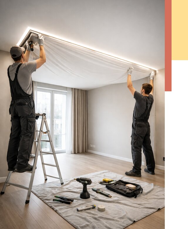 Монтаж парящего натяжного потолка в калуге от 4551 руб. быстро и недорого | ОТДЕЛОЧНИК-Клг