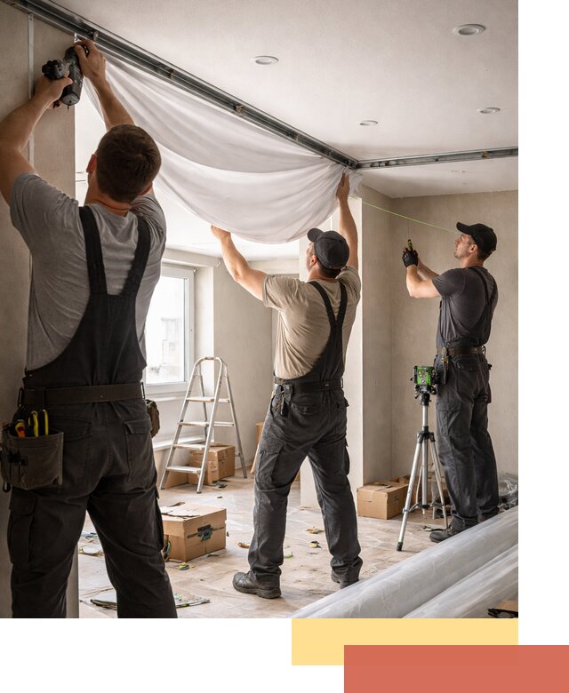 Монтаж парящего натяжного потолка под ключ в калуге