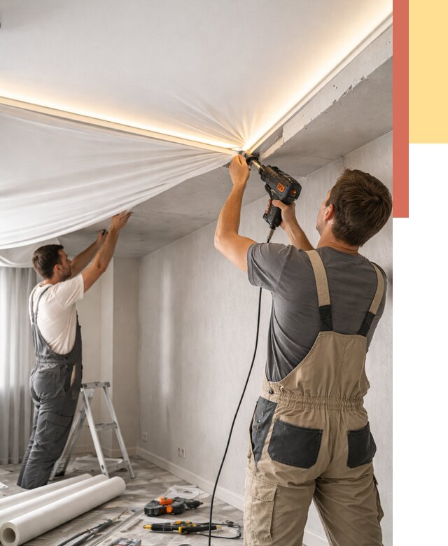 Монтаж натяжного потолка с подсветкой в калуге от 961 руб. | ОТДЕЛОЧНИК-Клг