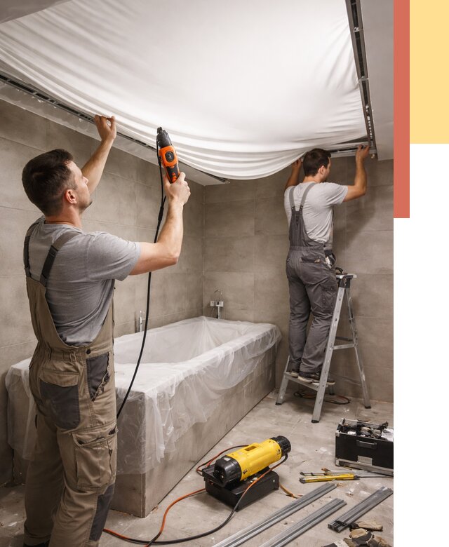 Монтаж натяжного потолка в ванной в калуге от 1214 руб. под ключ | ОТДЕЛОЧНИК-Клг