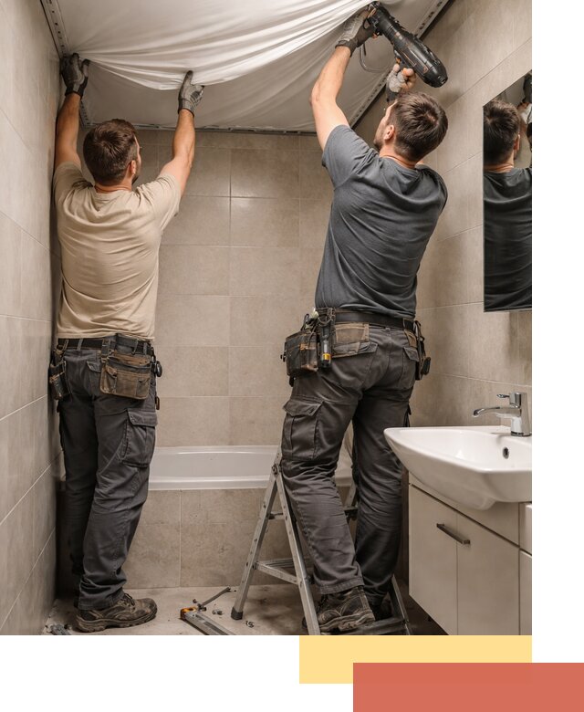 Монтаж натяжного потолка в ванной в калуге быстро и качественно