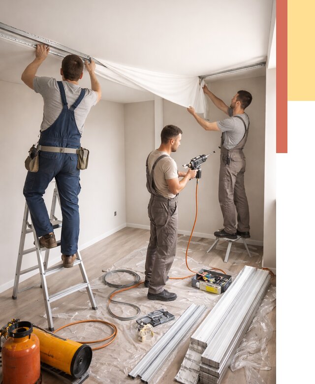 Монтаж натяжного потолка в студии в калуге от 5563 руб. — быстро и недорого | ОТДЕЛОЧНИК-Клг