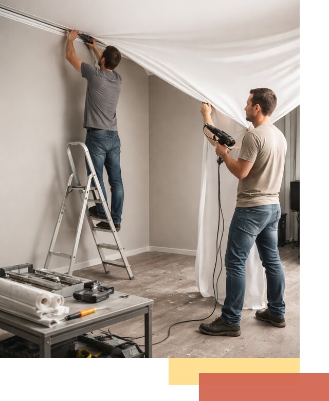 Монтаж натяжного потолка в студии в калуге