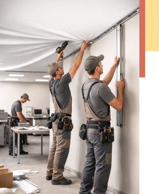 Монтаж натяжного потолка в офисе в калуге от 455 руб/м² — быстро и недорого | ОТДЕЛОЧНИК-Клг