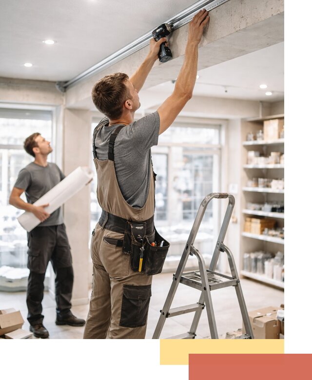 Монтаж натяжных потолков в магазине в калуге