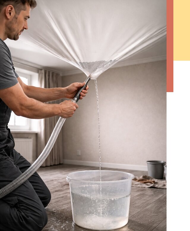 Слив воды с натяжного потолка в калуге от 2529 руб. быстро и недорого | ОТДЕЛОЧНИК-Клг