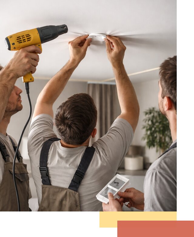 Ремонт прокола полотна натяжного потолка в калуге