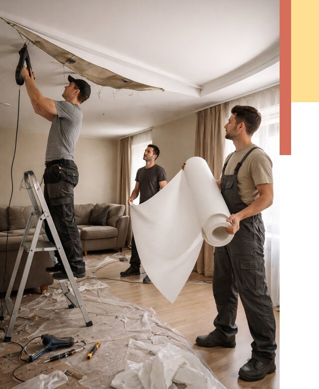 Замена полотна натяжного потолка в калуге от 9608 руб. быстро и недорого | ОТДЕЛОЧНИК-Клг