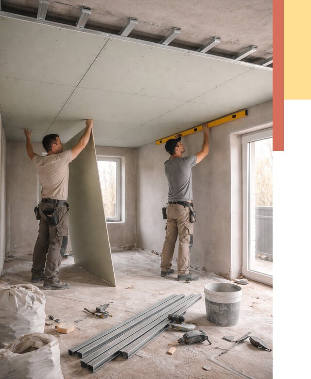 Одноуровневый потолок из гипсокартона в калуге от 759 руб. — монтаж под ключ | ОТДЕЛОЧНИК-Клг