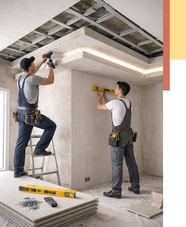 Двухуровневый потолок из гипсокартона в калуге от 1467 руб. под ключ | ОТДЕЛОЧНИК-Клг