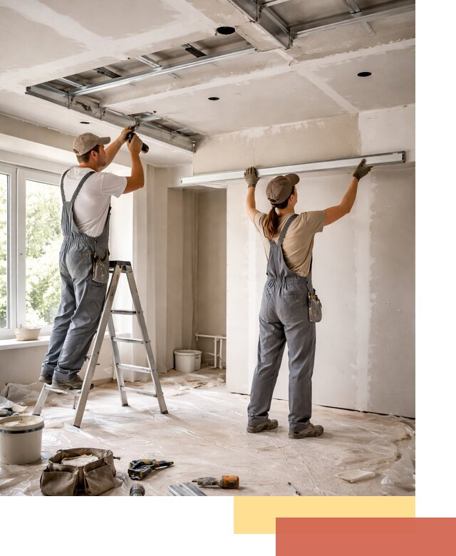 Монтаж многоуровневого потолка из гипсокартона в калуге