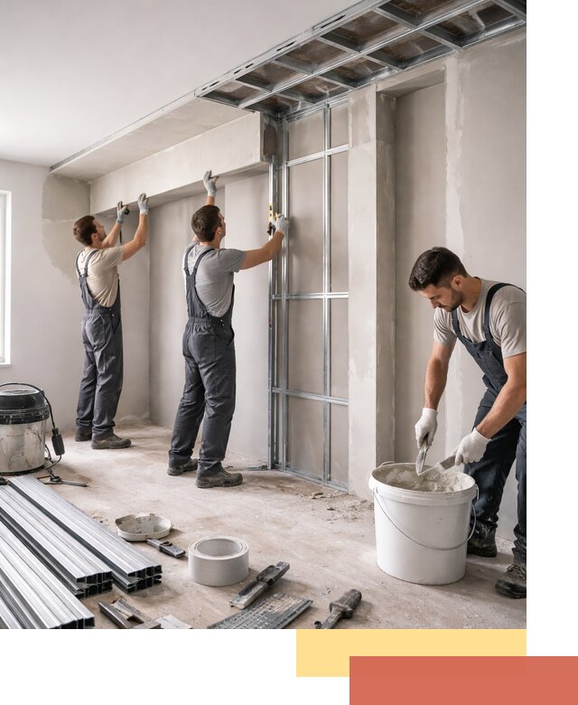 Монтаж потолка из гипсокартона с нишей в калуге