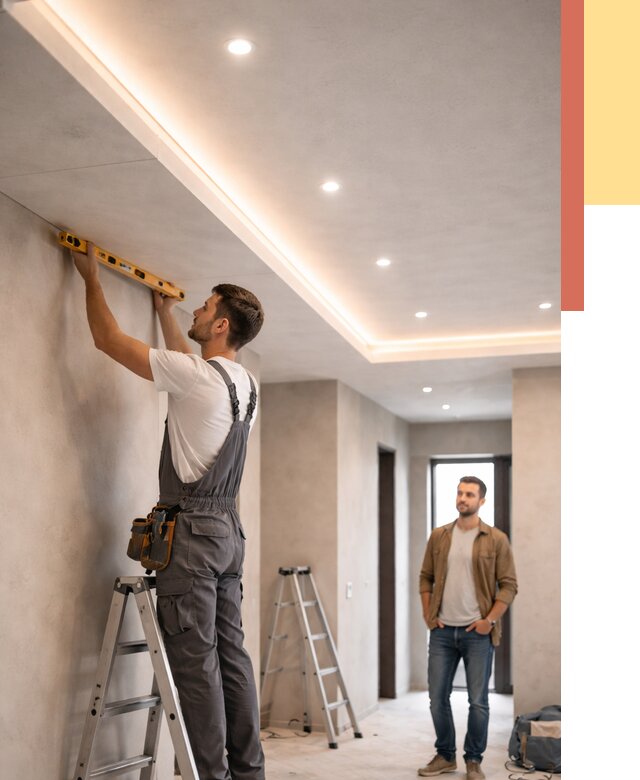 Потолок из гипсокартона с подсветкой в калуге от 759 руб./м2 под ключ | ОТДЕЛОЧНИК-Клг