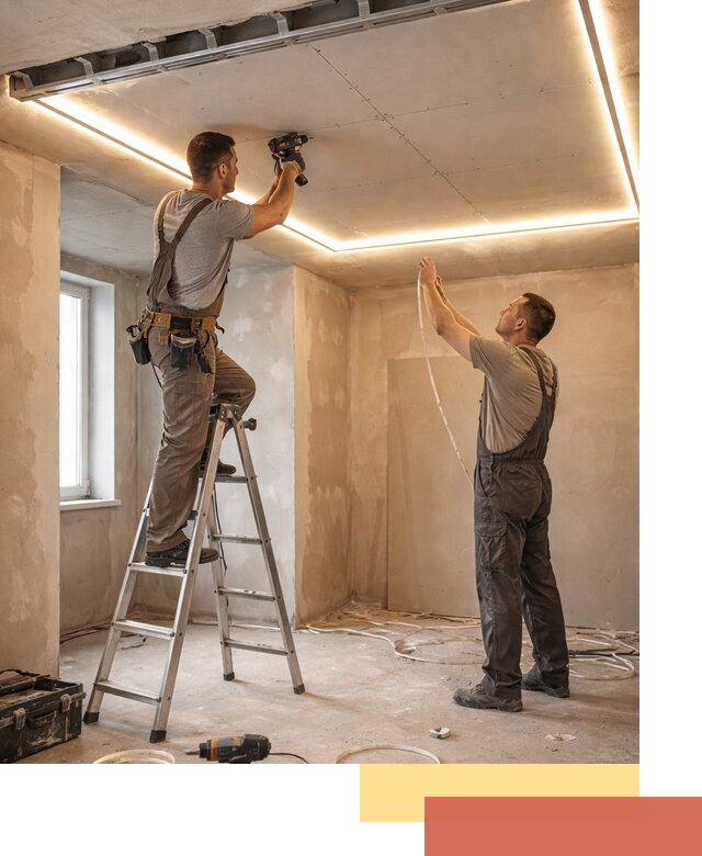 Потолок из гипсокартона с подсветкой в калуге