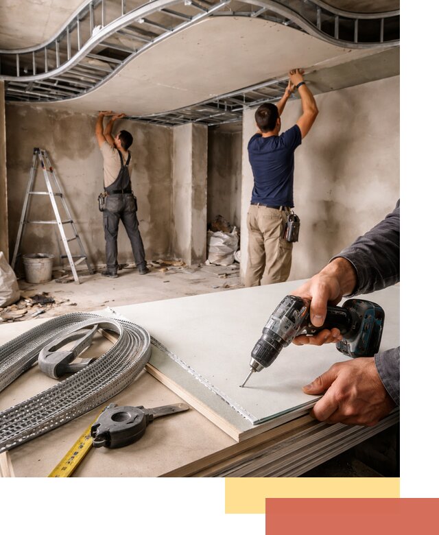 Криволинейный потолок из гипсокартона в калуге — монтаж и отделка